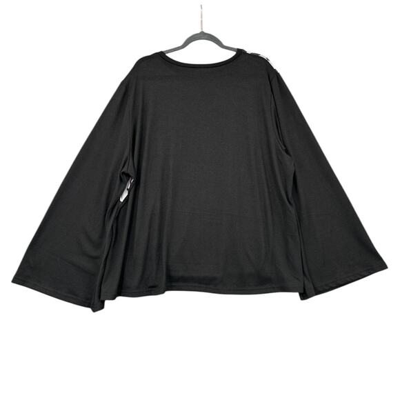 LUUKSE Black And White Abstract Print Bell Sleeves Long Sleeve Top Extra Large - Picture 2 of 5